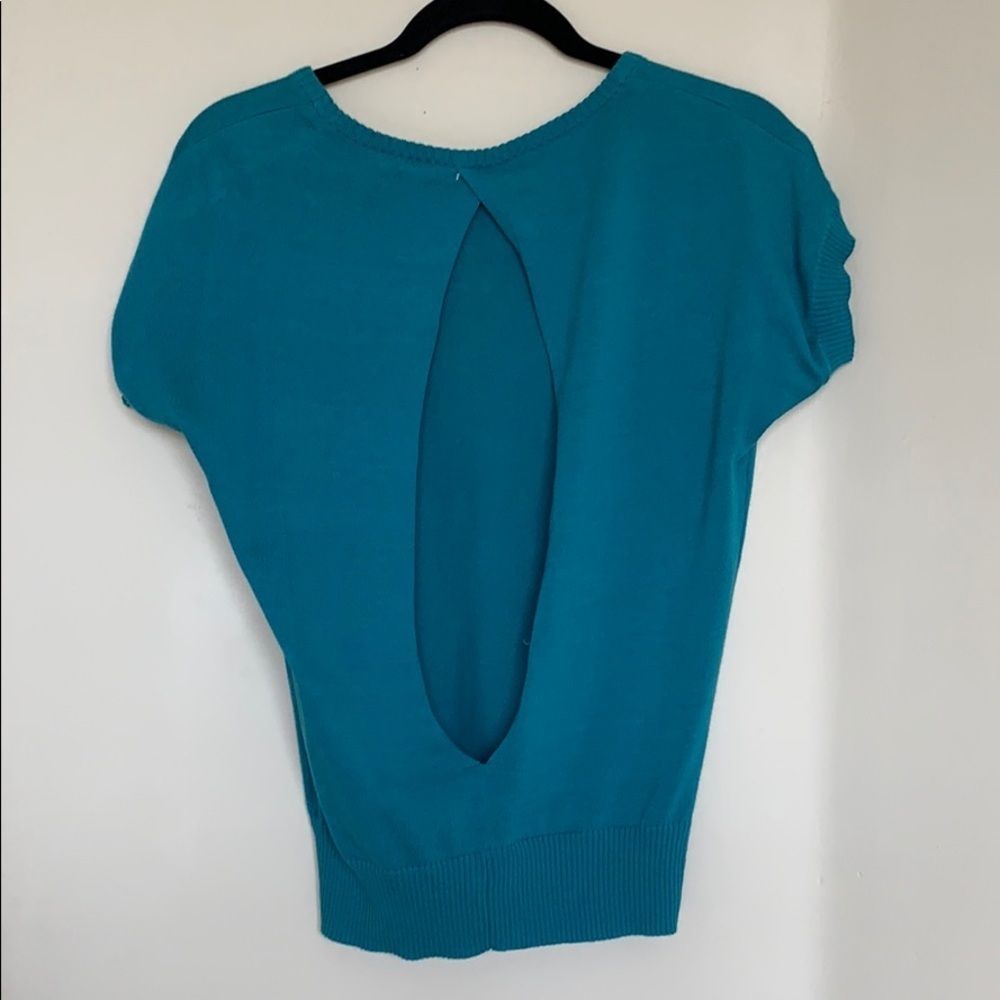 Kimchi Blue Teal Short Sleeve Knit Top - Picture 2 of 4
